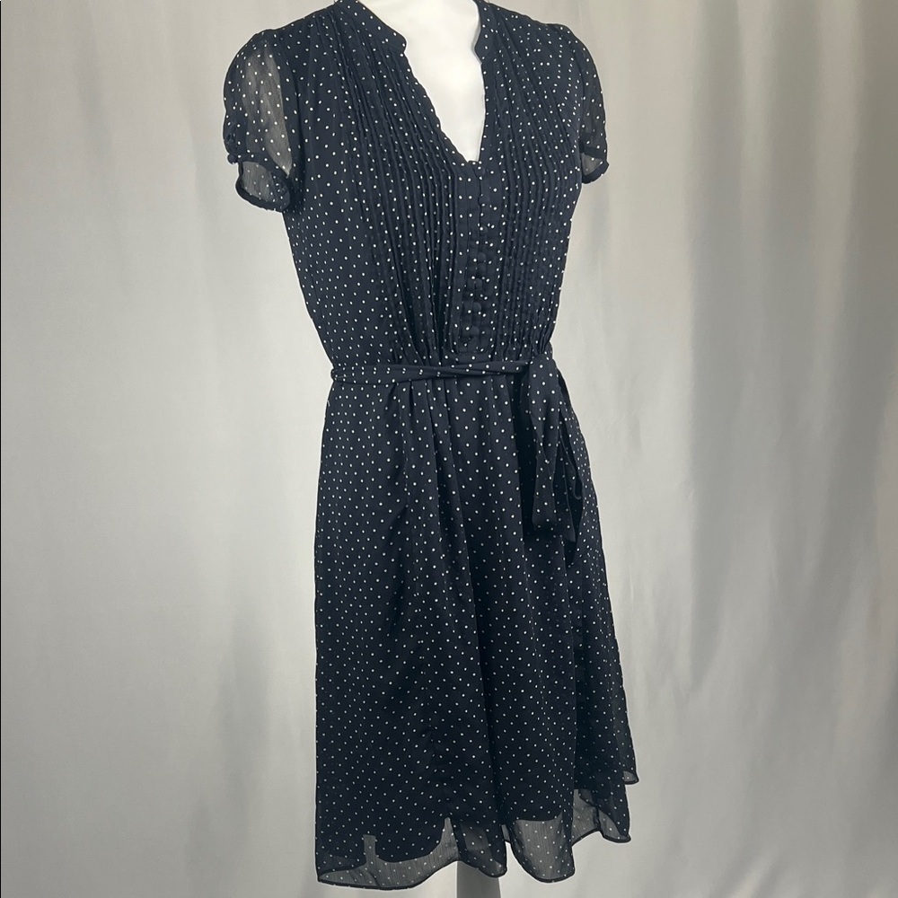 Women’s Elegant Navy Blue Dress Barn Polka Dot Dress Size 4